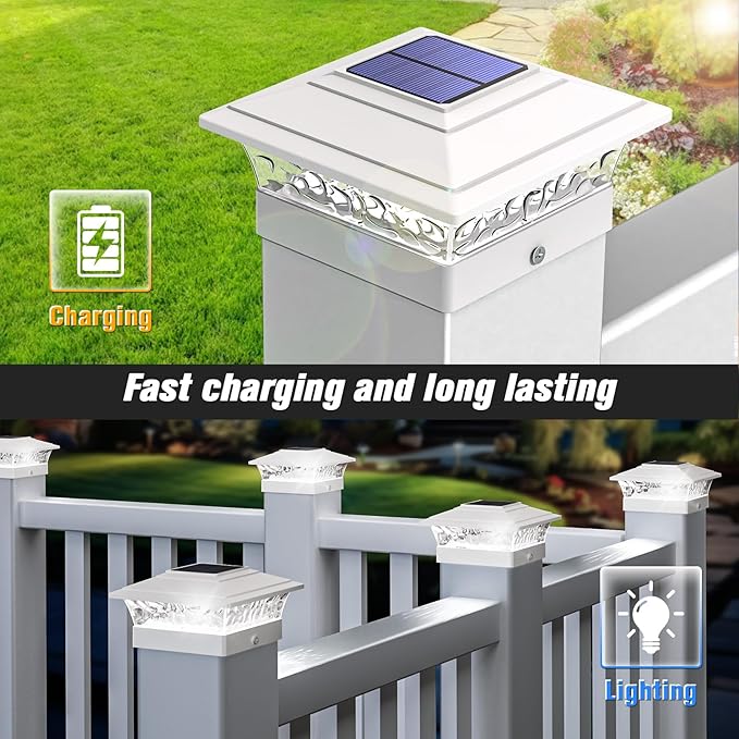 6-Pack Bright Solar Post Cap Lights for Fence, LED