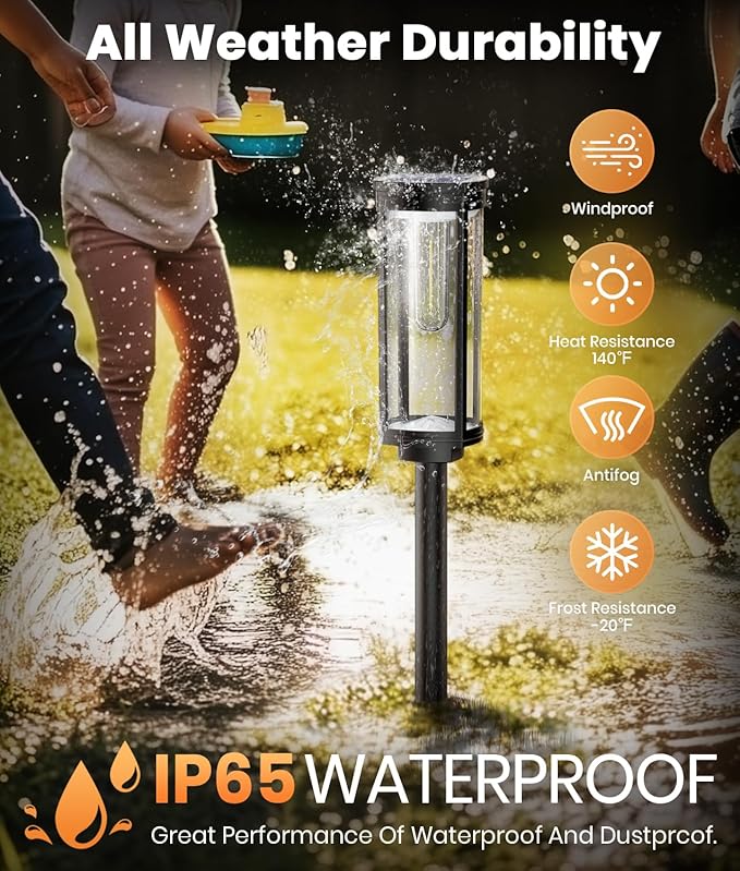 Solar Pathway Lights Outdoor Powered Waterproof 8 Pack Upgraded Solar Walkway Landscape Lighting Outside Driveway Light,Auto Dusk to Dawn On/Off for Yard Lawn Patio Decor (Cool White)