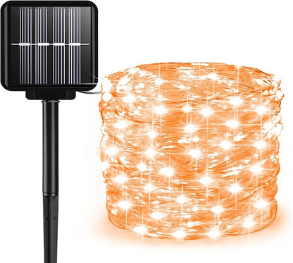 Solar String Lights Outdoor, 99 Feet 300 LEDs 8 Modes Solar Fairy Lights for Outside, Waterproof Outdoor Light for Patio Yard Christmas Tree Halloween Wedding Party Decorations, Orange