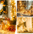 Christmas Backyard String Lights 4-Pack, 16ft 50 LED Waterproof