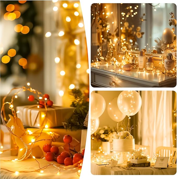 Christmas Backyard String Lights 4-Pack, 16ft 50 LED Waterproof