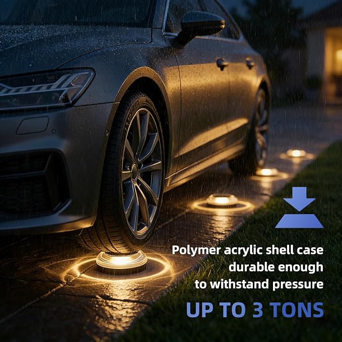 Solar Ground Lights Outdoor 12PK - IP67 Waterproof Solar Pathway Lights, Garden Lights Solar Powered, Outdoor Solar Lights for Yard, Landscape Lighting for Patio Driveway Backyard Decor(Warm White)