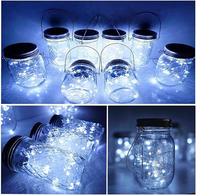 12-Pack Outdoor String Lights, Cool White Waterproof LED