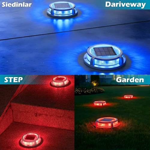 12-Pack Blue Solar Fence Lights, Outdoor LED