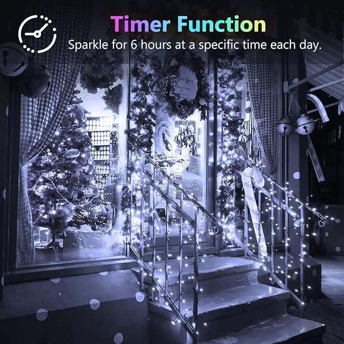 6 Pack 60LED Christmas Battery Operated Fairy Lights with Remote, 8 Modes String Lights with Timer, Dimmable, Memory Function, Waterproof Twinkle Lights for Outdoor Indoor Christmas Decor(Cool White)