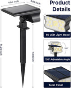 60 LED Solar Garden Spotlights 4-Pack, LED