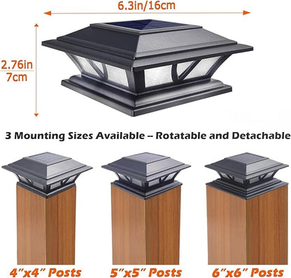 SIEDiNLAR Solar Post Lights Outdoor 2 Modes LED Deck Fence Cap Light for 4x4 5x5 6x6 Posts Patio Garden Decoration Warm White/Cool White Lighting Black (10 Pack)