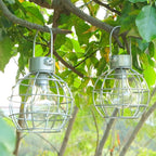 Courtyard Solar Hanging Lanterns 2-Pack, Elegant Porch Decor