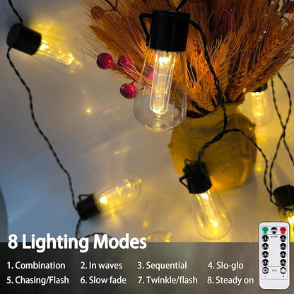 Battery Operated Outdoor Lights 22.8Ft 20 LED Edison Bulbs String Lights with 8 Modes & Timer, USB Plug in Fairy String Light for Indoor, Outdoor, Bedroom, Balcony, Patio, Camping, Christmas Decor
