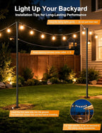 4-Pack Metal Light Poles for Patio, Heavy-Duty