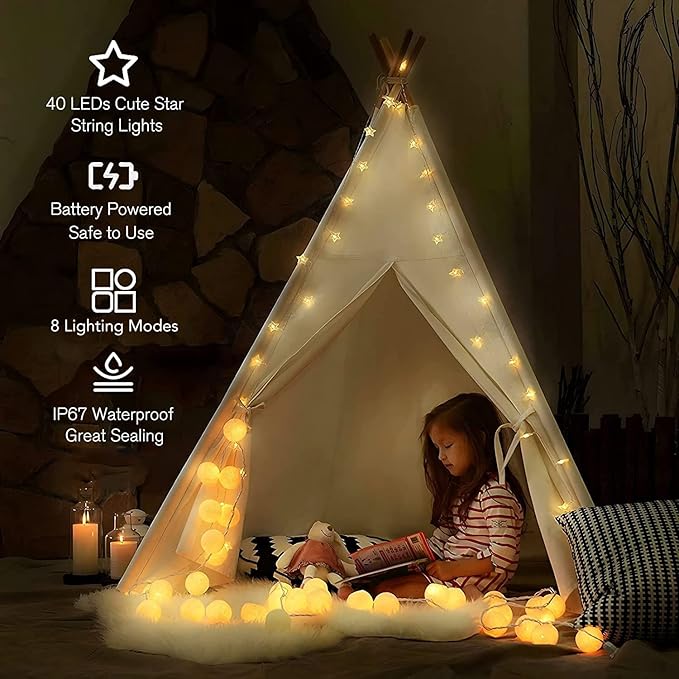 Christmas String Lights, 20ft 40 LED Waterproof Twinkle Lights