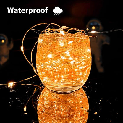 Solar String Lights Outdoor, 33 Feet 100 LEDs 8 Modes Solar Fairy Lights for Outside, Waterproof Outdoor Light for Patio Yard Christmas Tree Halloween Wedding Party Decorations, Orange