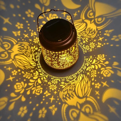 KIKUSUI Solar Owl Lanterns Outdoor Waterproof Hanging, Gifts for Mom Women Dad Men, Metal Decorative LED Lanterns for Yard, Patio, Lawn, Tabletop, Pathway, Landscape, Garden Decor