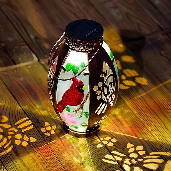 Classic Cardinal Solar Lanterns for Porch, Waterproof LED