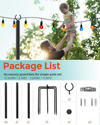 4-Pack 9ft Metal Light Poles for Deck, Heavy-Duty