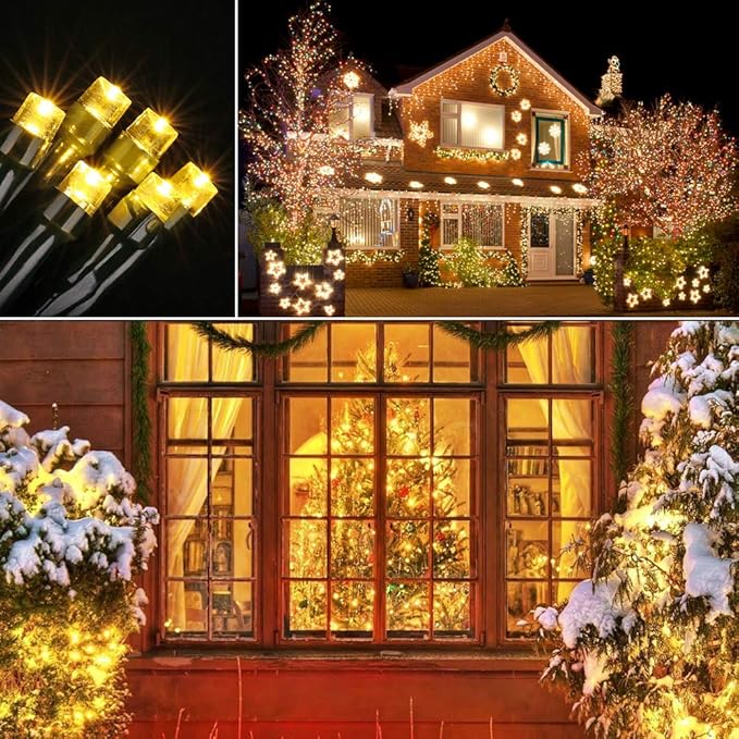 Joomer Battery Christmas Lights, 66ft 200LED Fairy Lights Battery Operated Timer 8 Modes Waterproof for Outdoor Home Garden Party Holiday Christmas Trees Decoration (Warm White)