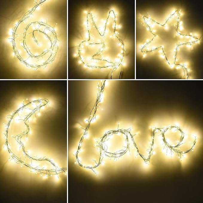 Battery Operated Fairy Lights With Remote - 200 LED Christmas Twinkle Lights With Timer, 16Ft Green Wire, Waterproof String Light for Bedroom, Garland, Outdoor Tree, Wreath - Battery Power