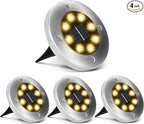 4-Pack Warm White In-Ground Solar Lights, Flat LED Walkway