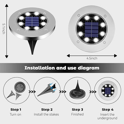 Solar Lights Outdoor 12 Pack, Solar Garden Outdoor Waterproof Pathway Lights Bright In-Ground Light Outdoor Lighting Decor for Lawn, Patio, Yard, Driveway, Step and Walkway White Light