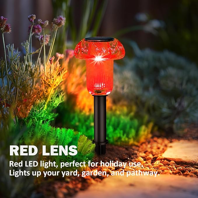 Red Solar Pathway Lights 4-Pack, Walkway LED