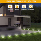 16-Pack Solar Ground Disk Lights, White Waterproof LED
