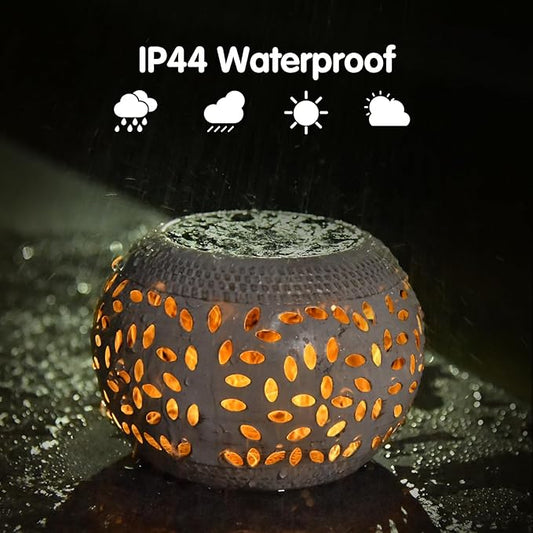 Solar Table Lanterns Outdoor Waterproof-2PACK Dancing Flickering Flame Solar Lights,White Metal Desktop Decorative Lamps for Gifts for Women Mom Desk Patio Garden Yard Decor