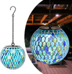 Mosaic Solar Hanging Lanterns, Rustic Yard Decor