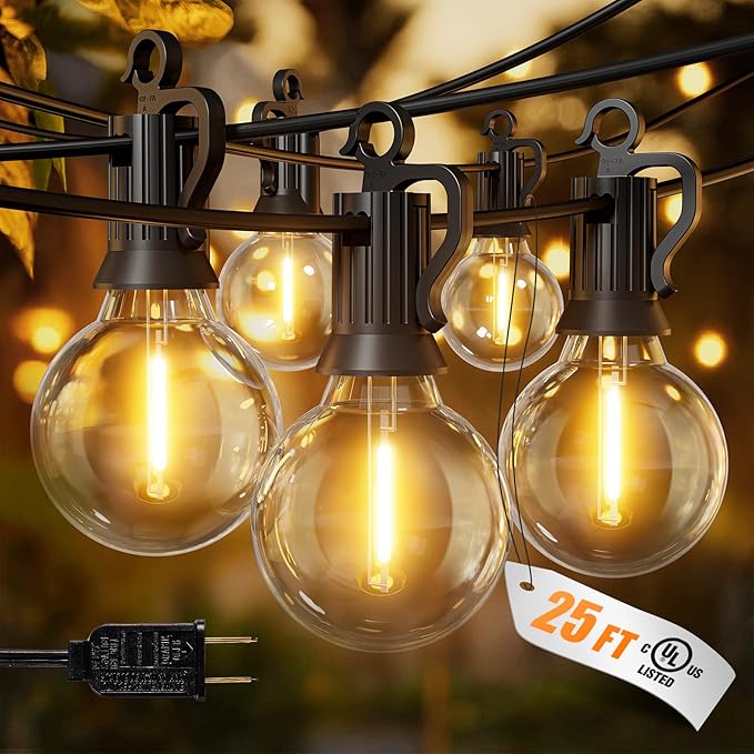 Outdoor String Lights, 25ft Waterproof LED