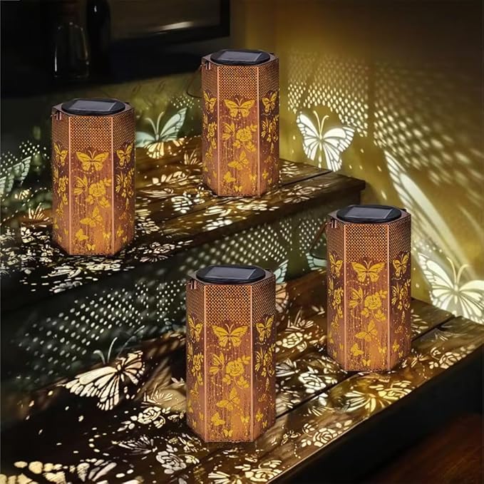 Butterfly Solar Lantern Set 4-Pack, Elegant Outdoor Lighting