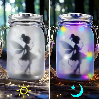 3 Pcs Fairy Hanging Lanterns Solar Lantern Cat Dog Butterfly Solar Outdoor Yard Lawn Garden Decor Jar Lights for Mom Women Cat Dog Lovers Gifts Tree Patio Lawn Table(Color Light)