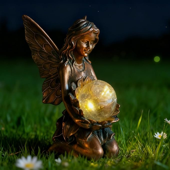 Solar Flower Statue Light 8.31", Yard Decor