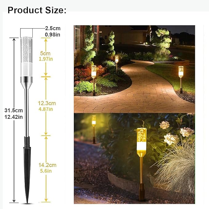 6-Pack Solar Pathway Lights, IP65 Waterproof LED Driveway Lights