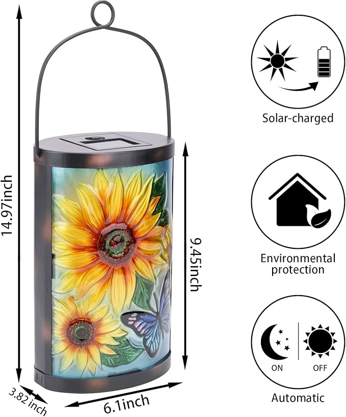 Sunflower Solar Hanging Lanterns, Classic Yard Decor