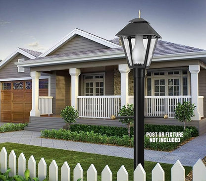 Solus SCA-335-2PK 15" Aluminum Cross Arm Ladder for Outdoor Lamp Posts and Poles, Easy to Mount, Maintenance Free and Weather Resistant, Black Bar with Gold Caps, Pack of 2