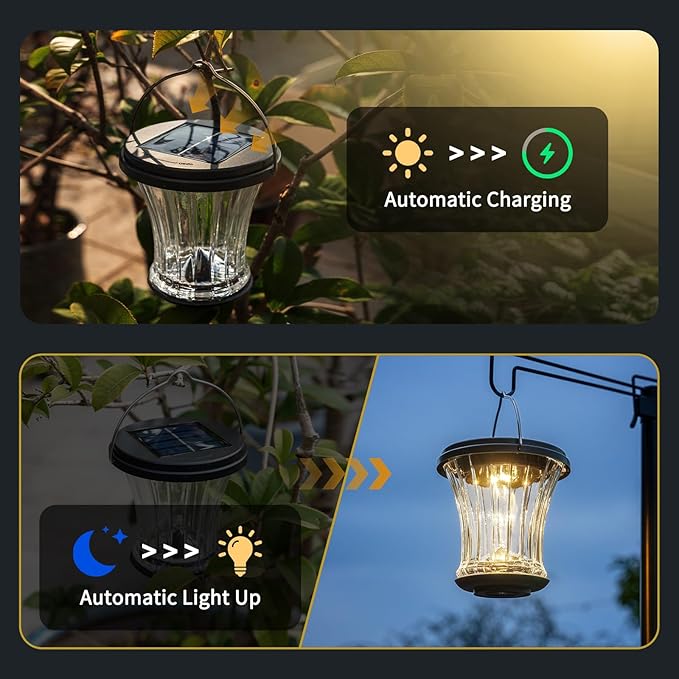 Solar Backyard Lanterns 4-Pack, Backyard Hanging LED Decor
