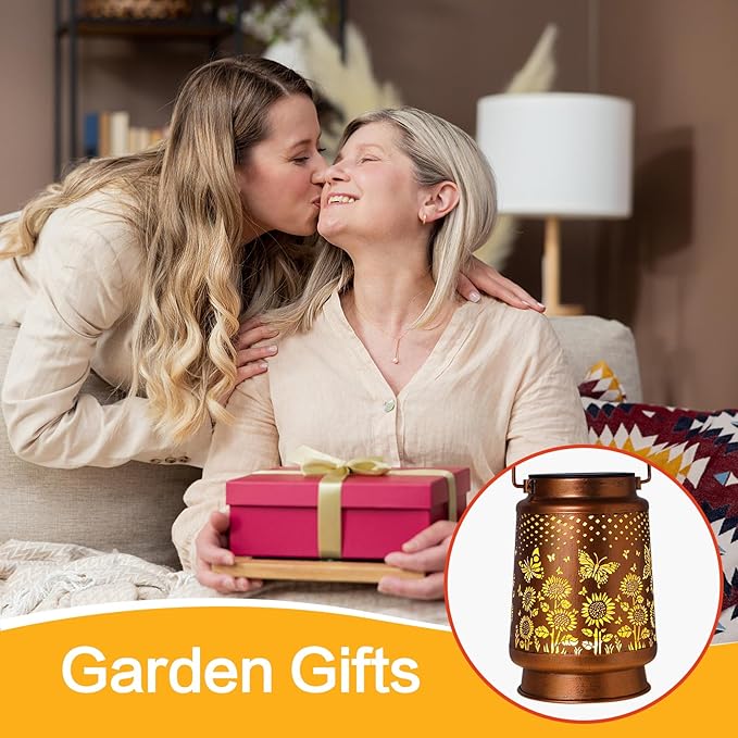 Solar Lanterns Outdoor Waterproof Garden Decor, Metal LED Garden Light Birthday Gifts for Women mom Christmas Gifts for Yard, Patio, Lawn, Tabletop, Pathway, Landscape,Walkway, Terrace(Butterfly)