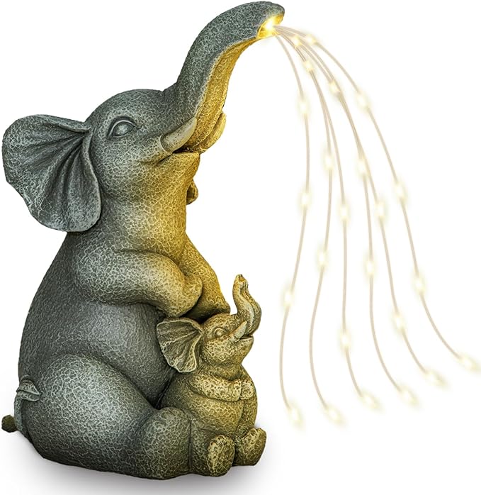 Solar Elephant Garden Statue Light, Outdoor Decor