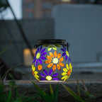 Mosaic Solar Lantern Set, Metal Yard Lighting