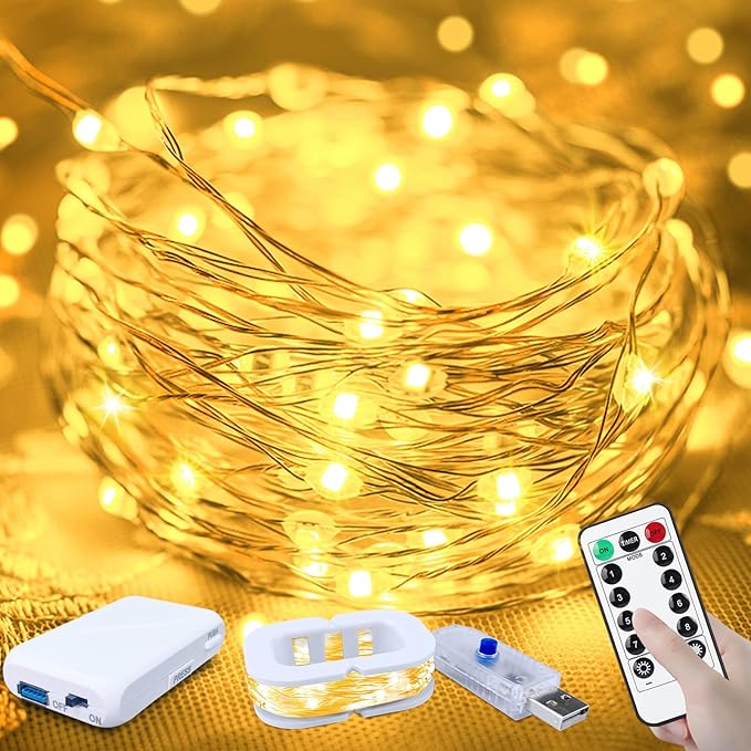 16ft Christmas LED String Lights, Waterproof Timer Lights