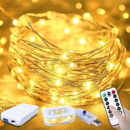 16ft Christmas LED String Lights, Waterproof Timer Lights