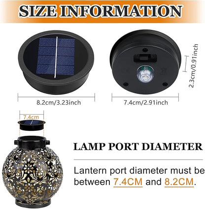 Solar Light Replacement Top, 4 Pack Replacement Solar Light Parts for Lantern (Top Size 3.23 Inch, Bottom Size 2.9 Inch), Waterproof LED Replacement for Outdoor Garden Pathway Yard Lights & Decor