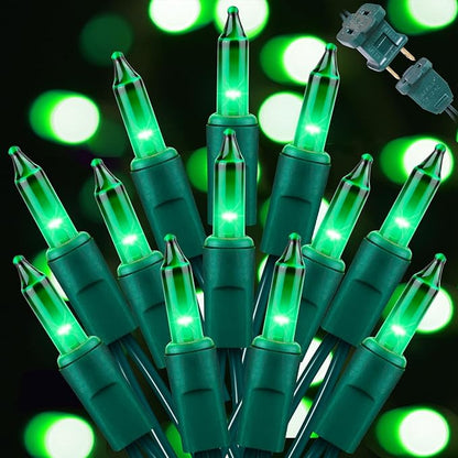 LAMPHOME St. Patrick's Day Mini String Lights, 100 Count 20Ft Incandescent Bulb Waterproof Green Fairy Lights Plug in for Indoor Outdoor Halloween Party Patio Christmas Decor,Green