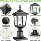 Warm White Solar Patio Post Lights, Outdoor LED Caps