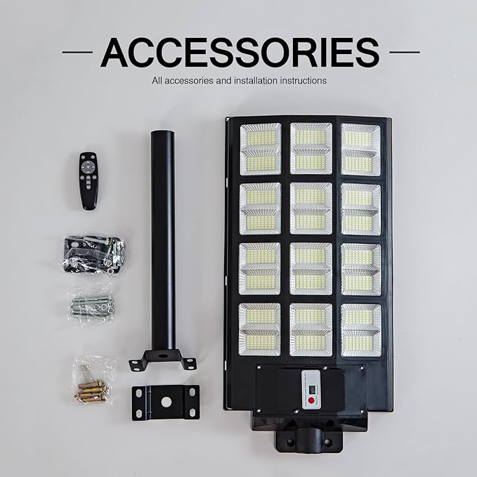 4000W Solar Street Lights Outdoor Waterproof, 400000LM, Dusk to Dawn Solar with Motion Sensor and Remote Control, LED Flood Light, Luces solares para exteriores, Suitable for courtyards, Garage.
