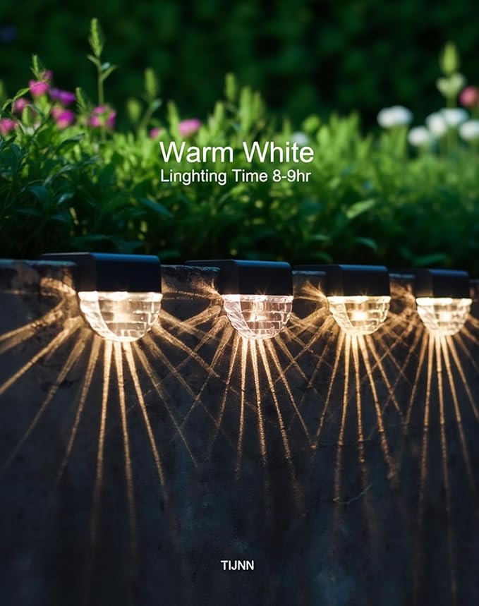 TIJNN Solar Deck Lights Outdoor, Fence Light Waterproof Led Lights for Outdoor Stairs, Step, Yard,Patio Decor Garden Illumination - 6 Pack
