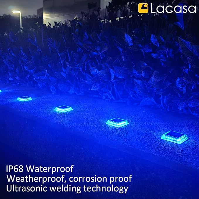 4-Pack Blue Wall Solar Lights, Waterproof LED