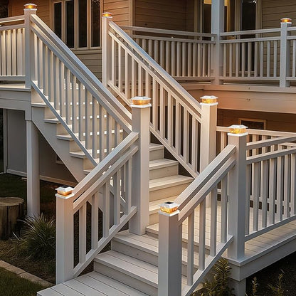 btfarm 4x4 Solar Flame Post Cap Lights Outdoor, 4 Pack Flickering Flame Deck Fence Post Lights, Waterproof Solar Powered Lighting Outside Fit 4x4 3.5x3.5 Wooden/Vinyl for Porch Patio Garden
