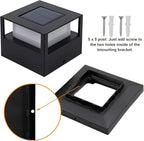 4-Pack Warm White Solar Patio Post Lights, Outdoor LED Caps