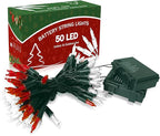 Christmas Patio String Lights 2-Pack, 17ft 50 LED Waterproof