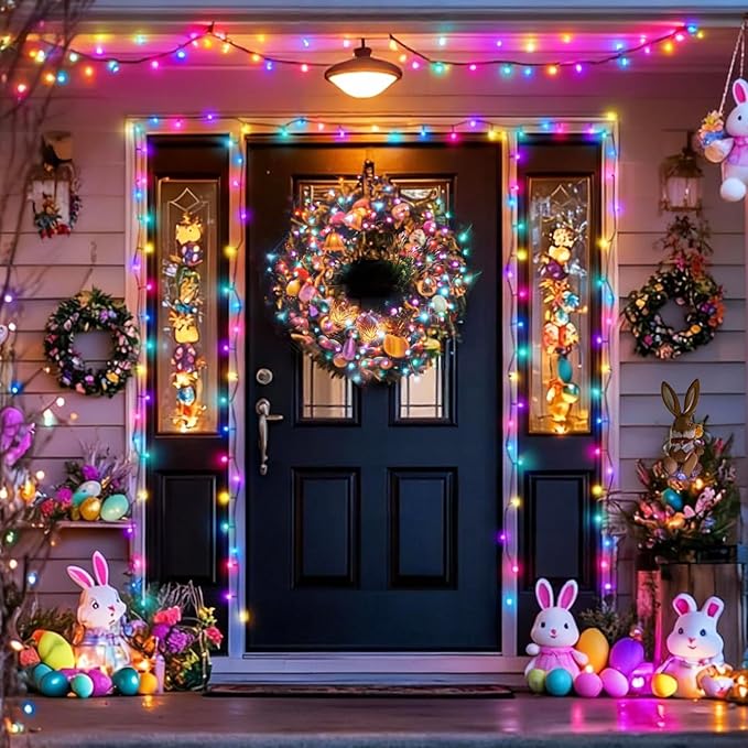 Easter String Lights Battery Powered, 4 Pack Total 66.6 FT 200 LED Colorful Pastel String Lights for Indoor Outdoor Decoration, Twinkle Fairy Light for Home Party Room Garden Party Decor